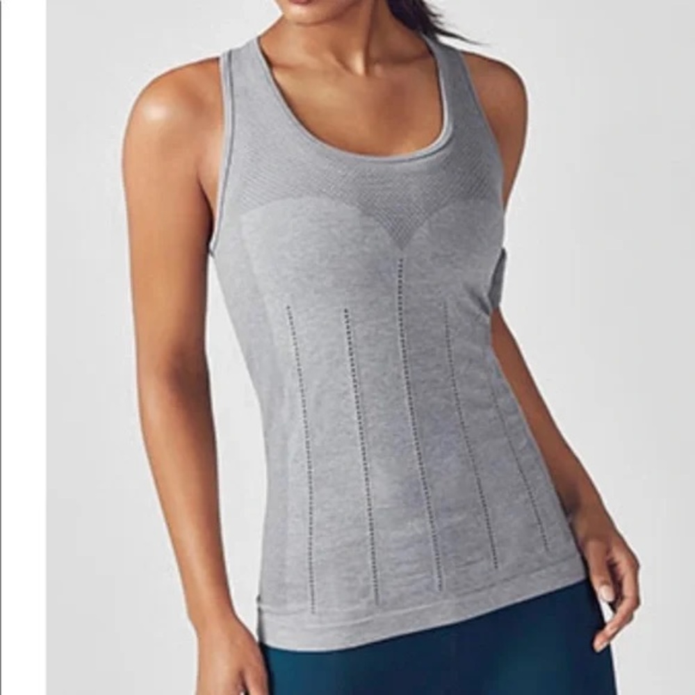 Fabletics Seamless Delta Body Shaping Charcoal Racerback Activewear Yoga Tank